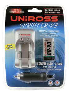 Uniross CR-V3 battery charger for fast intelligent battery charging. The Uniross SPRINT CR-V3 will c