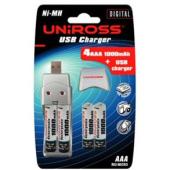 Uniross USB Battery Charger Plus 4 x AAA