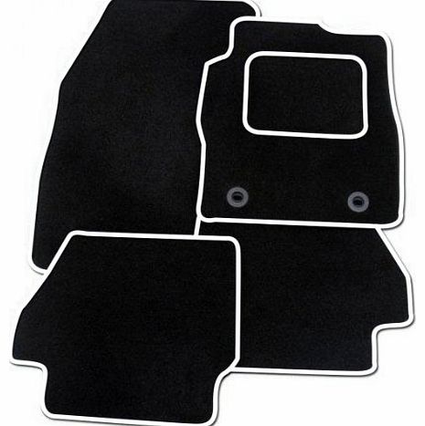 United Car Parts VAUXHALL CORSA D (2007-ONWARD) BLACK   WHITE TRIM TAILORED CAR FLOOR MATS CARPET