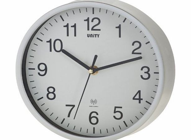 Unity Radcliffe Radio Controlled Wall Clock, Silver
