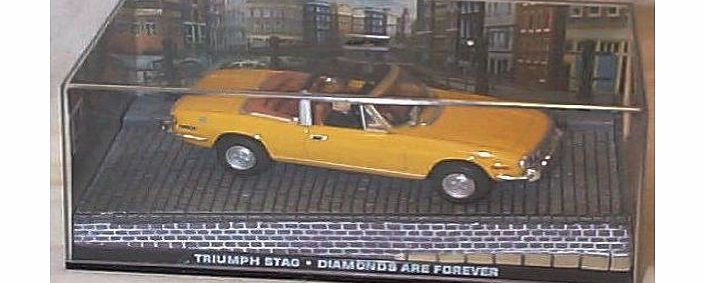 universal hobby james bond 007 diamonds are forever triumph stag yellow film scene car 1.43 scale diecast model