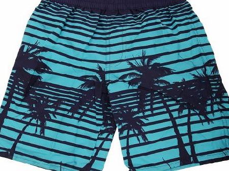 Universal Textiles Childrens Boys Lined Palm Tree Boardshorts (12-13 Years) (Turquoise)