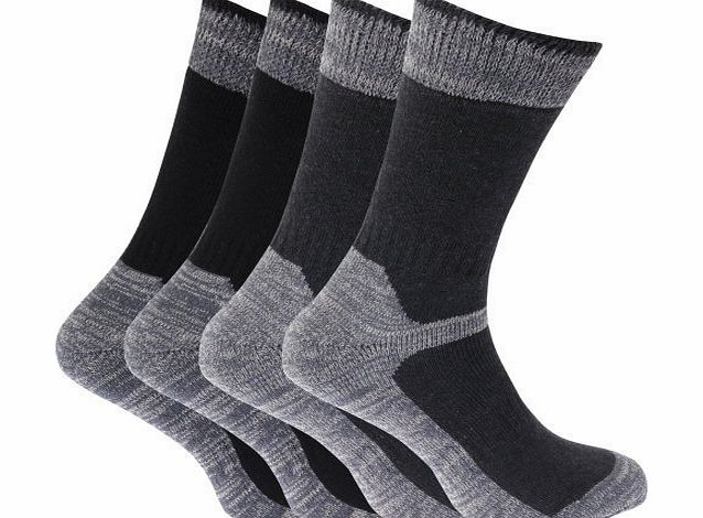 Universal Textiles Mens Heavy Weight Reinforced Toe Work Boot Socks (Pack Of 4) (UK Shoe 6-12, EUR 40-47) (Black/Grey)