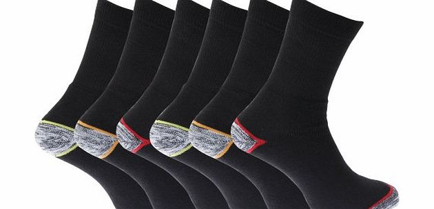 Mens Medium Duty Work Wear Socks (Pack Of 6) (Uk Shoe 6-11, Eur 39-45) (Multicoloured)