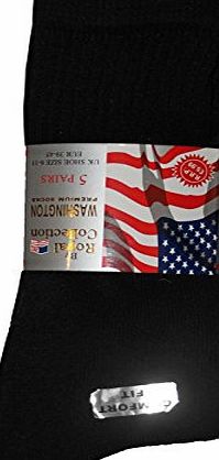 Universal Textiles Mens Plain White Sports Socks (Pack of 5) (UK 6-11 EURO 39-46) (Black)