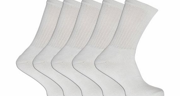 Universal Textiles Mens Plain White Sports Socks (Pack of 5) (UK 6-11 EURO 39-46) (White)