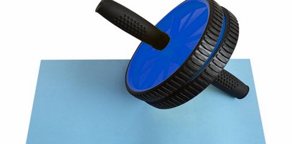 UniversalGadgets Blue Fitness Wheel Roller ABS CORE ARMS BACK Body Trainer with Free Knee Mat