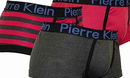 Mens 3 Pack Pierre Klein Underwear Fashion Jersey Boxer Shorts Style 4- Small
