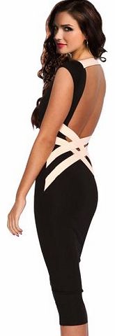 Unknown Amour- Fashion Trendy Little Black Pencil Dress Bandage Ball party Cocktail Bodycon (M, LS807)