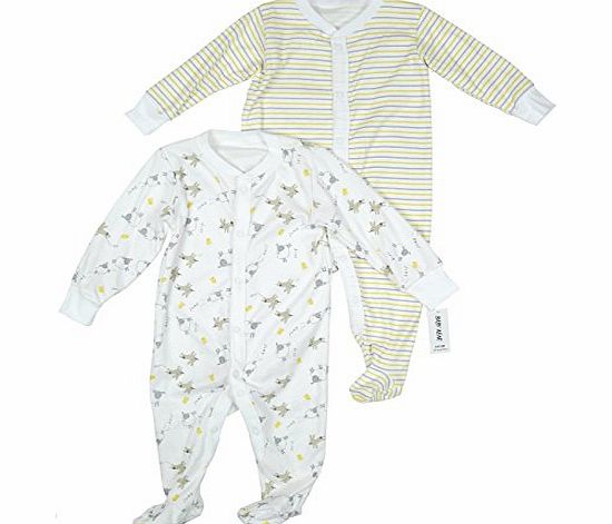 Unknown Boys 2 Pack Sheep amp; Rabbit Cotton Romper Sleepsuits sizes from Tiny Baby - 9 Months