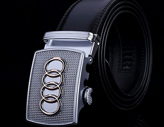 Brand New Black High-End Mens Fashion Classic Leather Belt With A Cool Smooth Buckle