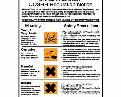Unknown COSHH Regulation Safety Notice - Rigid Sign - make everyone aware of risks and procedures