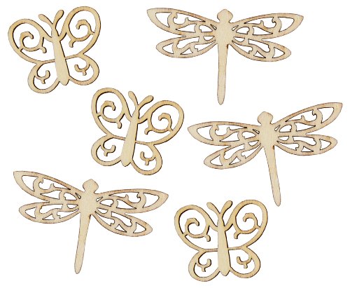 Country Love Crafts Butterfly and Dragonfly Shaped Wooden Craft Blank, Light Brown