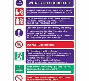 Unknown Fire Action Sign - What You Should Do In The Event Of Fire Notice (Self - Adhesive) - make everyone aware of risks and procedures