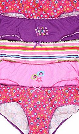 Unknown Girls Chainstore Pack of 5 Flower amp; Stripe Briefs Knickers Underwear sizes 2 to 8 Years
