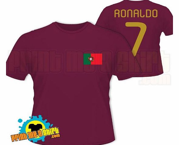Kids ronaldo portugal football t shirt, Burgundy, Large