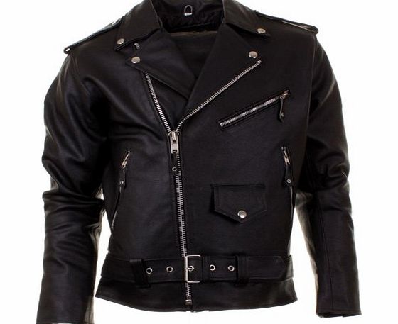 Unknown Mens Black Biker Style Brando Real Leather Jacket Size Size 38
