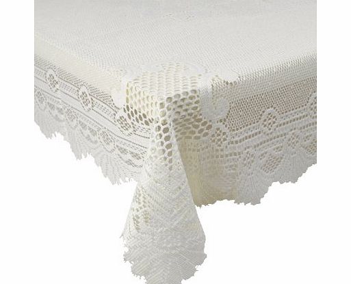 Unknown Monica Lace Tablecloth Traditional Rose Pattern Table Linen 60 Round (Cream)