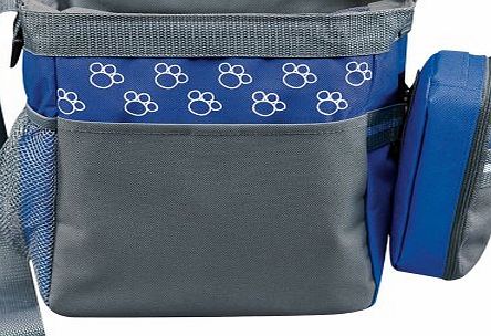 Unknown Paw Design Pet Dog Travel Shoulder Bag amp; Collapsible Feeding Food amp; Water Bowls (Grey amp; Blue)