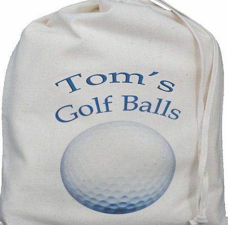 Unknown Personalised - Golf Ball Bag - Small Natural Cotton Drawstring Bag - Blue design - SUPPLIED EMPTY