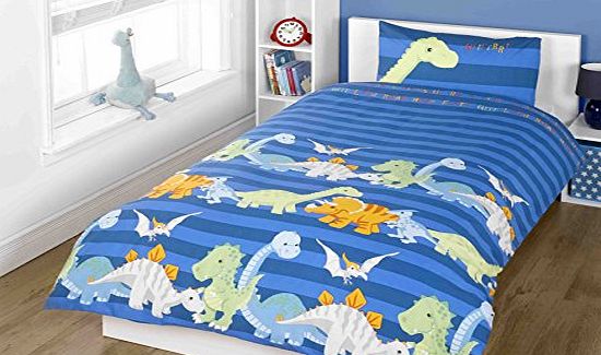 Unknown Single Bed Size Dinosaur Blue Kids Novelty Duvet Cover Set