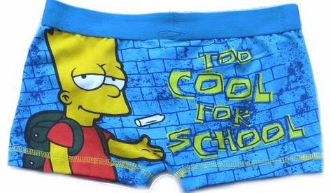 The Simpsons ``Bart To Cool for School`` Boys Boxer Shorts Age 7-8 Years