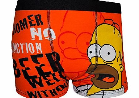 Unknown The Simpsons Homer Official Gift 1 Pair Mens Boxer Shorts Orange Medium