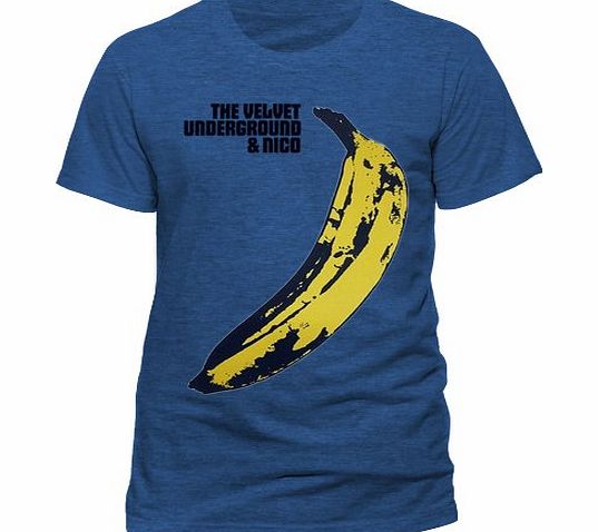 Unknown VELVET UNDERGROUND Mens Banana Short Sleeve T-Shirt, Blue Heather, Large