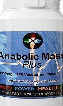 Unlimited Supplements Anabolic Mass PLUS 500mg - 180 Capsules Promotes Extreme Muscle Growth and Development Best seller a must have.