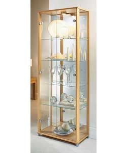 uno Beech Glass Display Cabinet