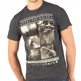 Unsung Hero Mens Feel The Noise T-Shirt Charcoal