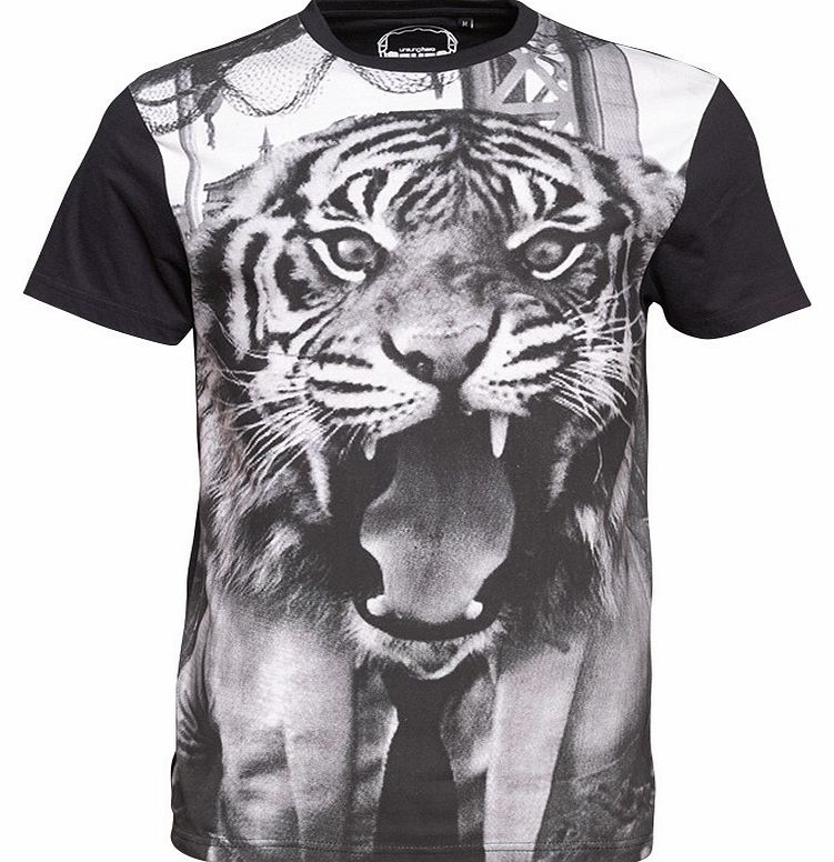 Unsung Hero Mens Tiger Head T-Shirt Black