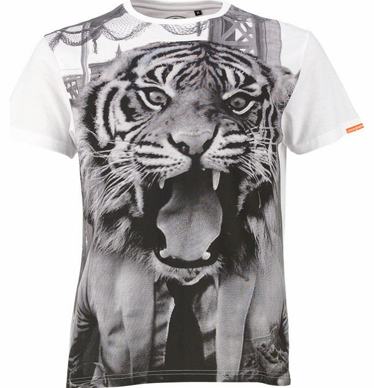 Unsung Hero Mens Tiger Head T-Shirt White