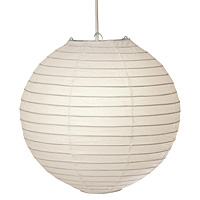 Contemporary non-electric circular white paper pendant shade. Please note that ceiling rose and cabl
