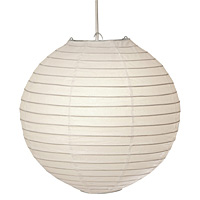 Contemporary non-electric circular white paper pendant shade. Please note that ceiling rose and cabl
