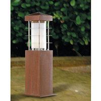 Modern wood and stainless steel outdoor bollard fitting. This fitting is IP44 rated. Height - 45cm D