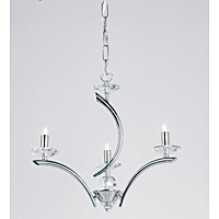 Stylish hanging fixture in a polished chrome finish with crystal glass sconces and attractive centre