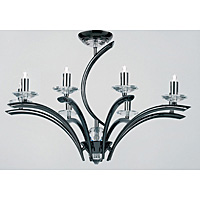 Stylish ceiling fixture in a black chrome finish with crystal glass sconces and attractive centre sp