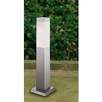 Contemporary stainless steel outdoor bollard fitting with impact resistant polycarbonate diffusers. 
