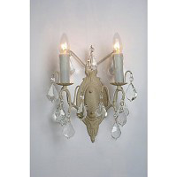 This is a stunning bronze wall light with clear crystal droplets and candle style light bulb holders