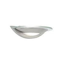 Satin chrome wall washer with an aqua glass trim and a frosted glass base. Height - 8.5cm Diameter -