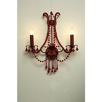 This is a stunning red wall light with red crystal droplets and candle style light bulb holders. Hei