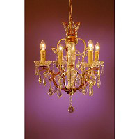 This is a more classic looking chandelier with a gold finish and then complemented with clear crysta