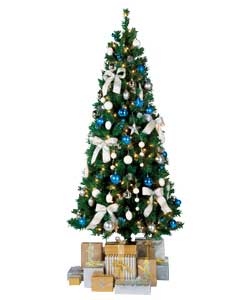 Unbranded 1.8m / 6ft Silver White Pre Lit Decorated Tree