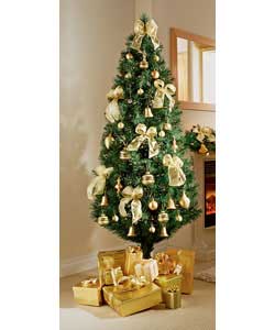 1.8m/6ft Gold Firbre Optic Tree with 30 Decorations