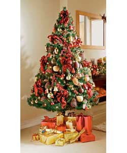 Width 115cm.Plastic stand type.Wrapped construction.Number of decorations 125.Number of lights