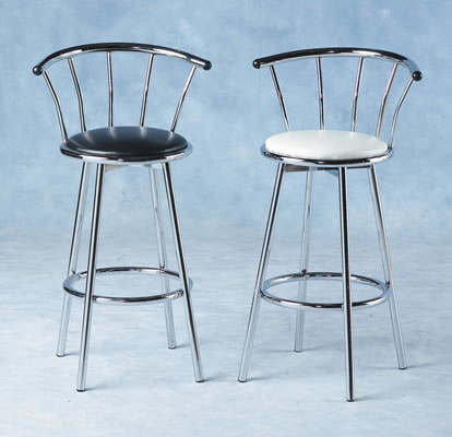 1 Pair of chrome swivel bar stools.