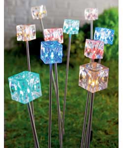 10 x Ice Cube; coloured stick lights.Stainless steel finish with acrylic ice cube; heads.Multi