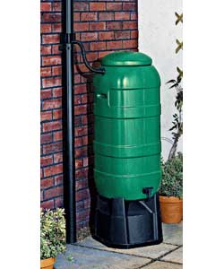 Polypropylene.Ideal for small gardens where space is limited.Kit includes butt, stand and diverter k