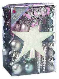 100 piece Luxury Bauble Pack - Frosty theme